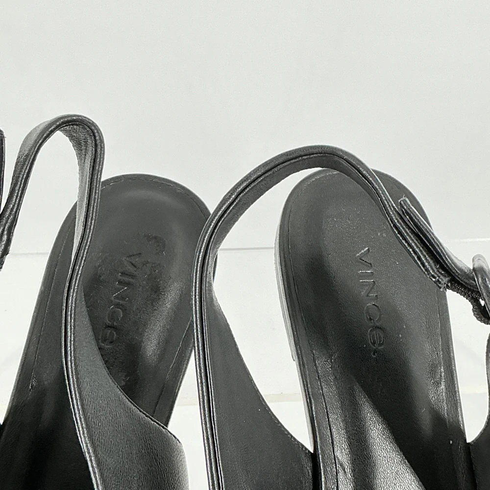 Vince Size 9 EUR 40 Black Leather Square Toe Slingback Flats Vida - Picture 12 of 12
